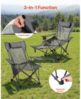 Reclining Camping Chair with Headrest and Foot Rest 220 lbs