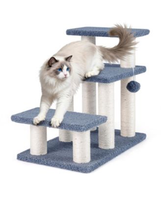 Cat Stairs 3-Tier 20 in with Scratching Posts and Toy Ball
