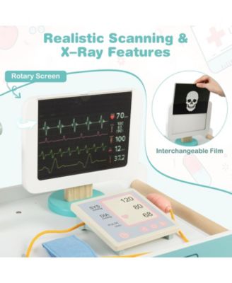 Kids Wooden Doctor Playset Pretend Doctor Kit with Cart, Gift for Ages 3+