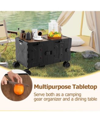 Large Foldable Utility Cart with Two Tier Storage and Handle