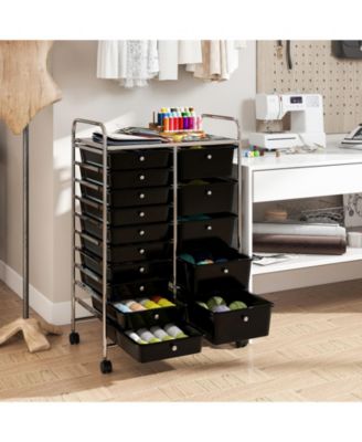 Rolling Storage Cart 15-Drawer Trolley with Chrome Plated Metal Frame