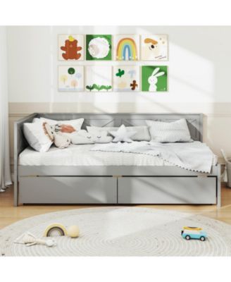 Pine Wood Twin Daybed with Storage Drawers