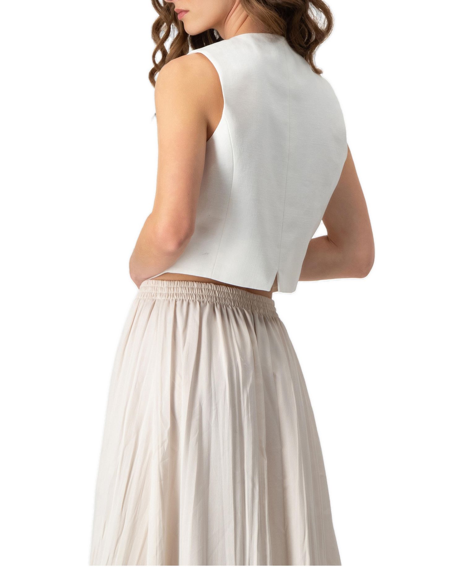 Women's Short Vest with Simulated Pockets