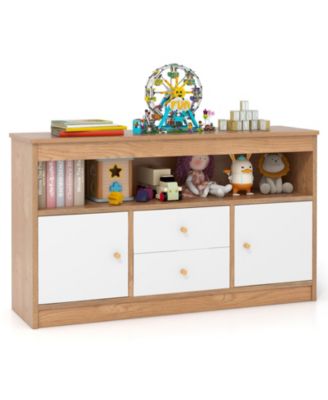 Kids Toy Storage Organizer with Open Shelf and 2 Drawers for Playroom.