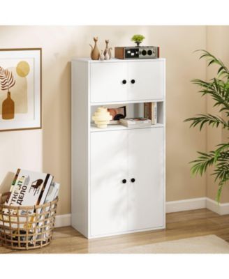 44 Inches Tall Bookshelf with Doors and Adjustable Shelf-1 Piece