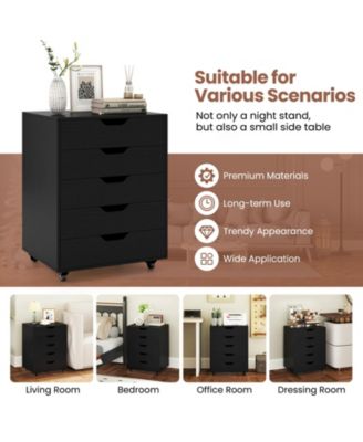 5 Drawer Mobile File Cabinet with Wheels for Living Room