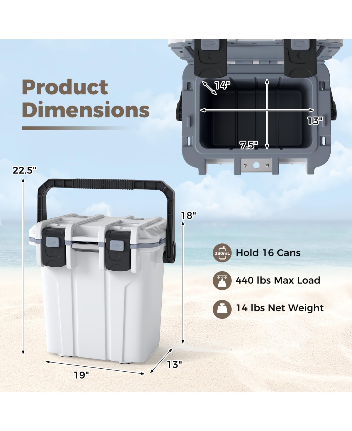 Sugift Ultra-Light Injection Molded Cooler 21 Qt Hard Ice Chest