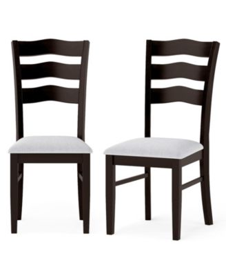 Dining Chairs Set of 2 Fabric Rubber Wood Legs Padded Seat Wavy Backrest Armless