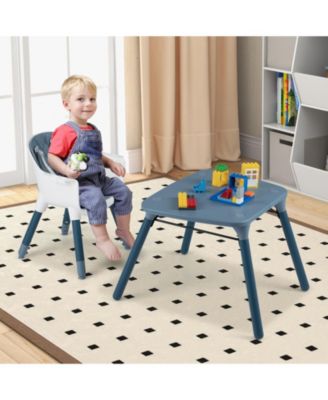 4-in-1 Baby Convertible Toddler Table Chair Set with PU Cushion