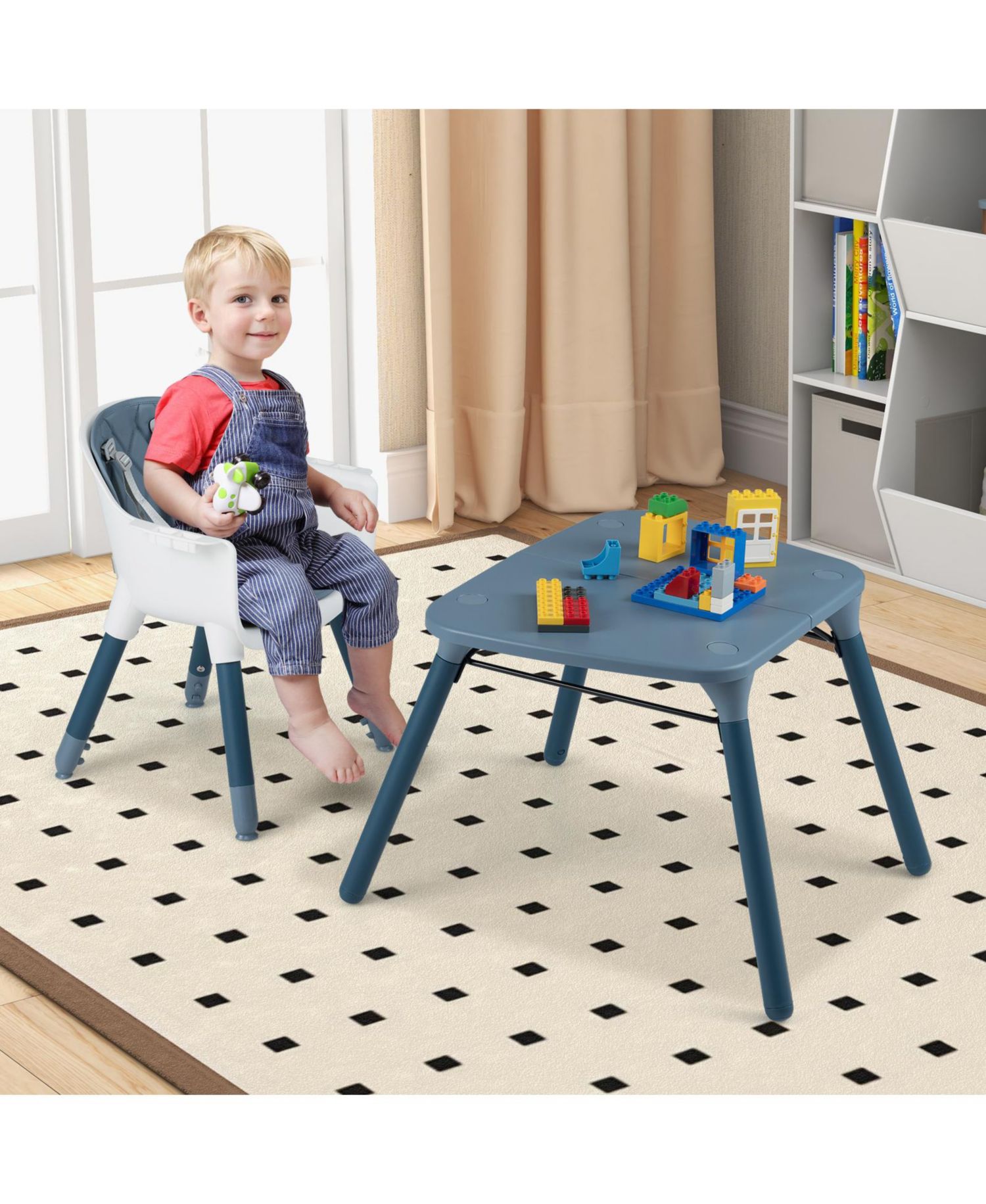 4-in-1 Baby Convertible Toddler Table Chair Set with PU Cushion