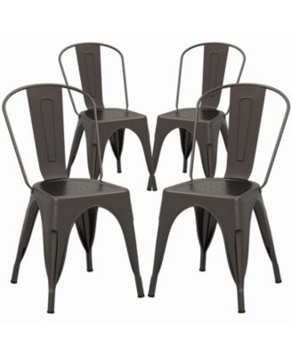 Tolix Style Metal Dining Chairs Set of 4 w/ Removable Backrest for Dining Room
