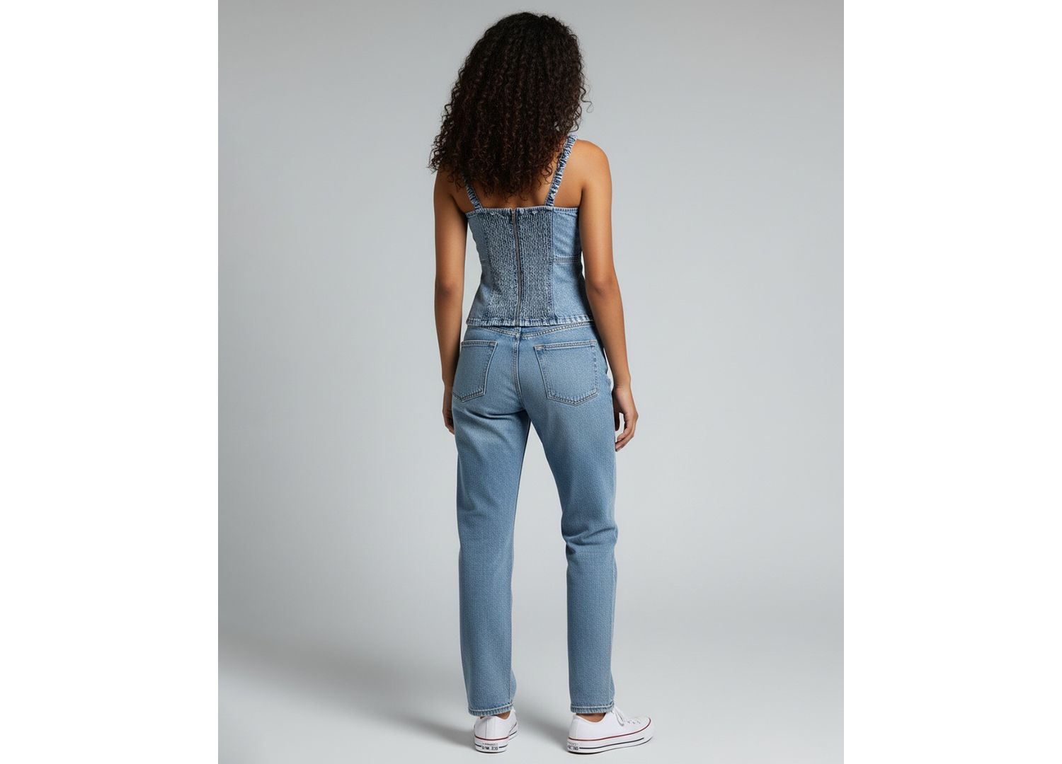 Women's Square Neck Sleeveless Cotton Denim Top