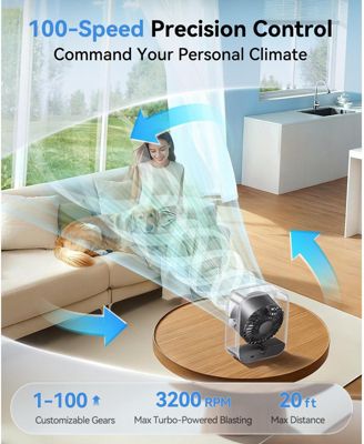 USB Camping fan Portable Rechargeable 100 Speeds Turbo Quiet LED 3000mAh