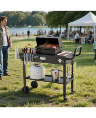 Foldable Outdoor Grill Cart 31x17 Inch Magnetic Tool Rack