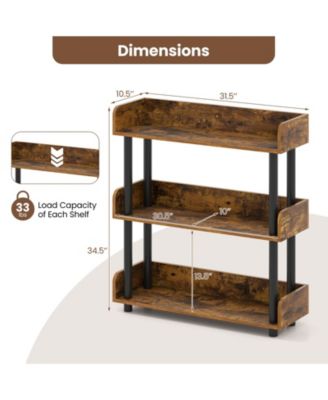 3-Tier Bookshelf with Anti-Tipping Kit and Industrial Storage Unit for Living Room