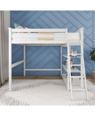 Max and Lily Solid Wood Full Size High Loft Bed with Bookcase for Kids