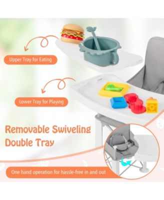 Portable Baby Booster Seat with Straps and Double Tray