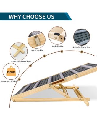 Adjustable Dog Ramp for Couch, 6 Heights 14"-25" with Non-Slip Pad, Portable Stable Pet Steps for Small Dogs, Sofa and Stairs