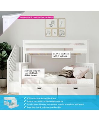 Twin over Full Staircase Bunk Bed with Storage Drawers