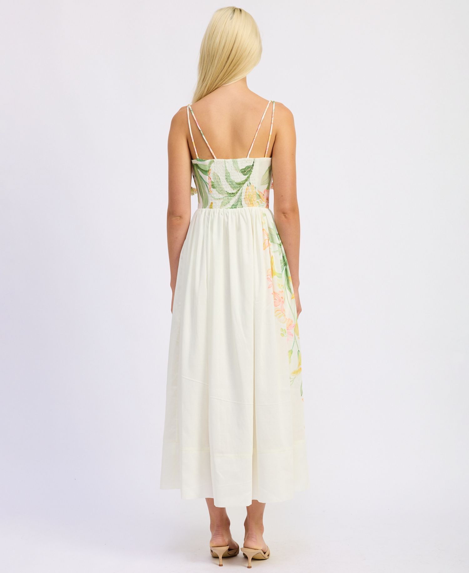 Women's Sleeveless Bustier V-Neck Midi Dress
