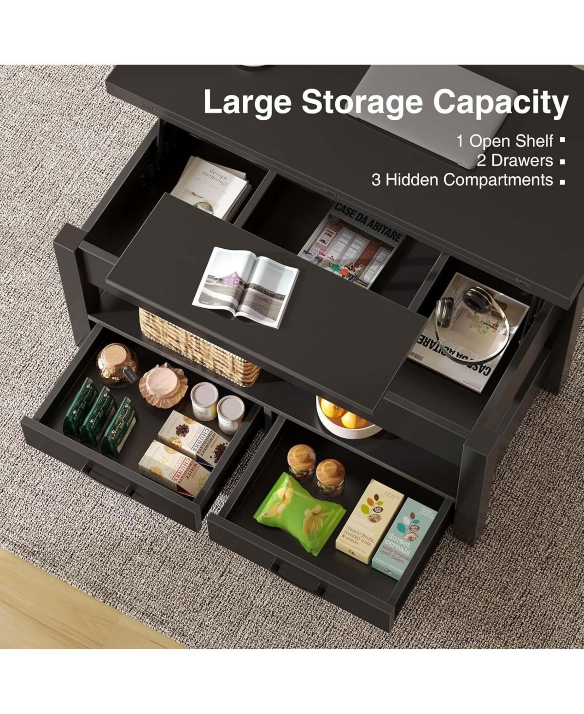 gaomon Lift Top Coffee Table with Storage, Multi-Function Convertible Coffee Table for Living Room