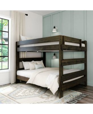 Farmhouse Queen Over Queen Bunk Bed for Kids Solid Wood