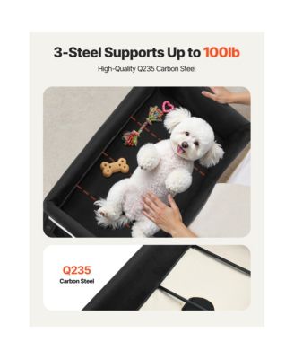 Large Foldable Elevated Pet Lounge Bed with wheels and side storage bags, sturdy raised design, portable and convenient