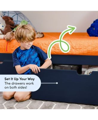 Twin Bed Frame with Storage Drawer, Solid Wood Platform Bed for Kids