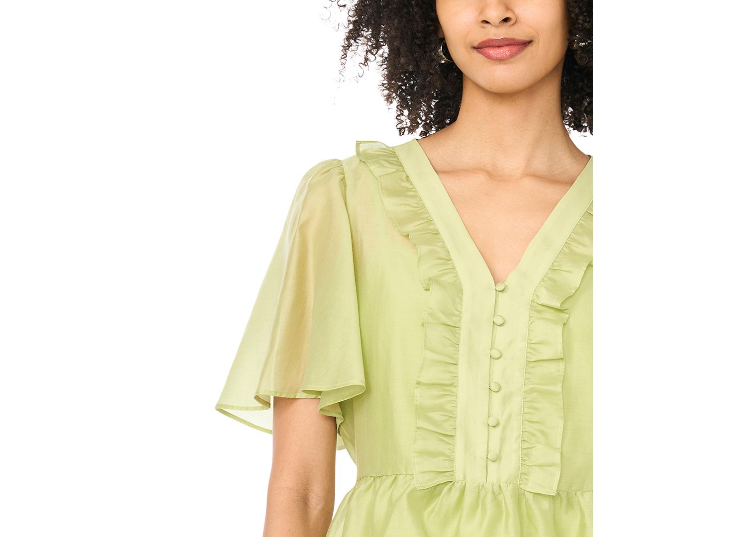 Women's Flutter-Sleeve V-Neck Top
