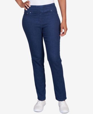 Petite Mid-Rise Pull-On Straight Extra Stretch Denim Pant