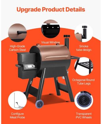 Wood Pellet Grill Smoker, 8-in-1 Outdoor BBQ, 575 Sq. In. Cooking Area, LCD Controller, Meat Probe, 500degree(s)F Max