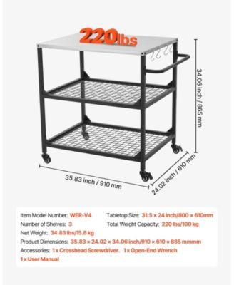 Stainless Steel Outdoor Grill Cart  with Mesh Shelves