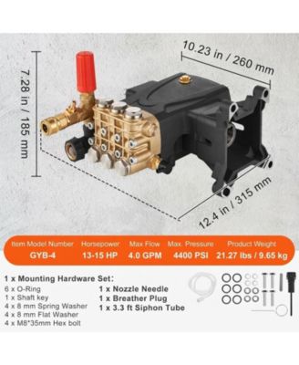 Pressure Washer Pump, 4400 PSI, 1" Shaft Triplex Plunger for Power Washers