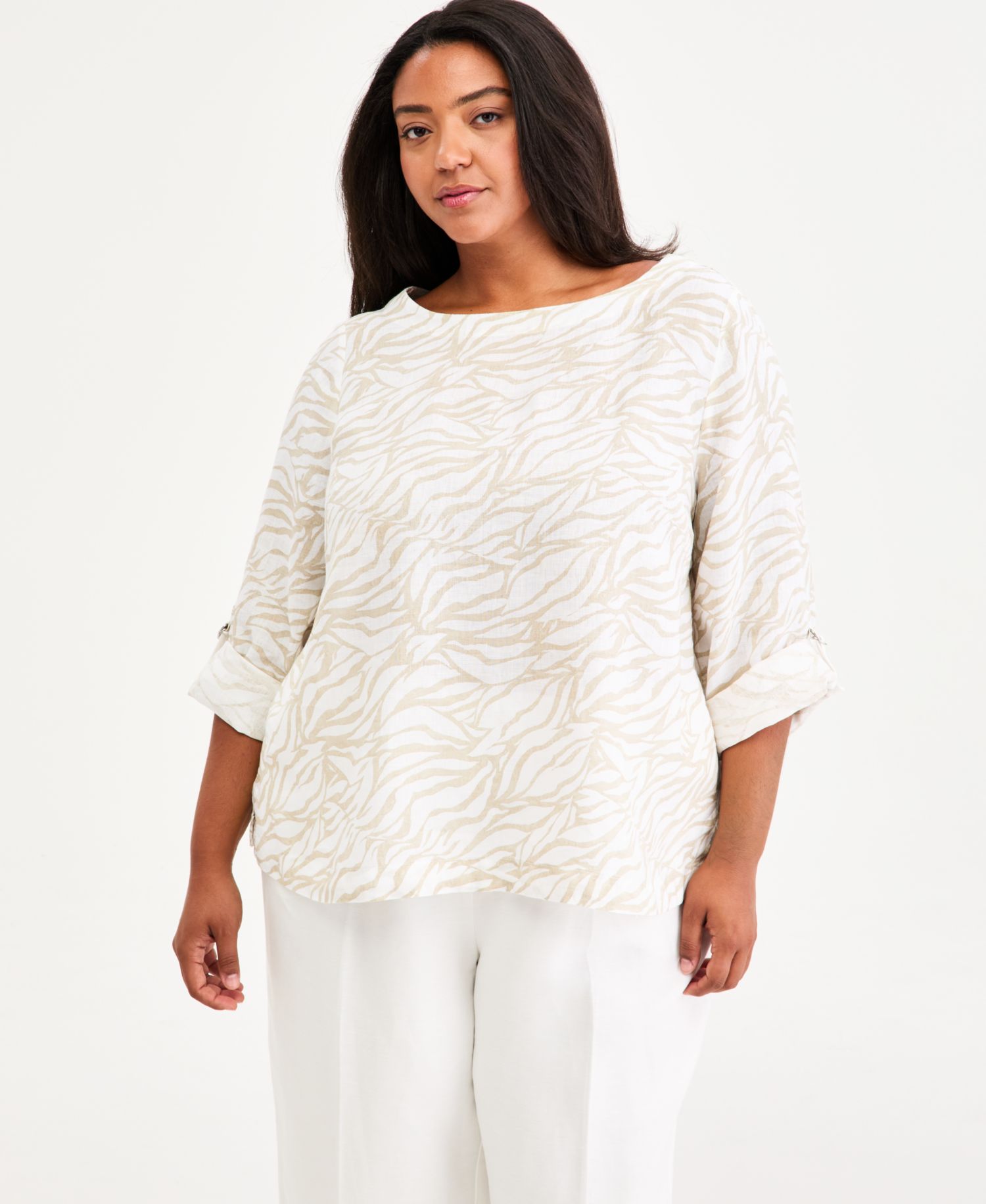 Plus Size 100% Linen D-Ring Top