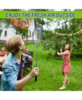 8 Packs Badminton Rackets Set 12 Shuttlecocks Adult Backyard Gym Beach Outdoor