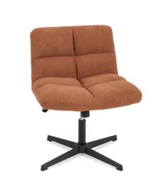 Armless Cross Legged Desk Chair with Fleece Upholstery and 360-Degree Swivel