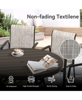 2-Piece Stackable Outdoor Dining Chairs, Metal Frame with E-Coating, Textilene All-Weather Patio Chairs