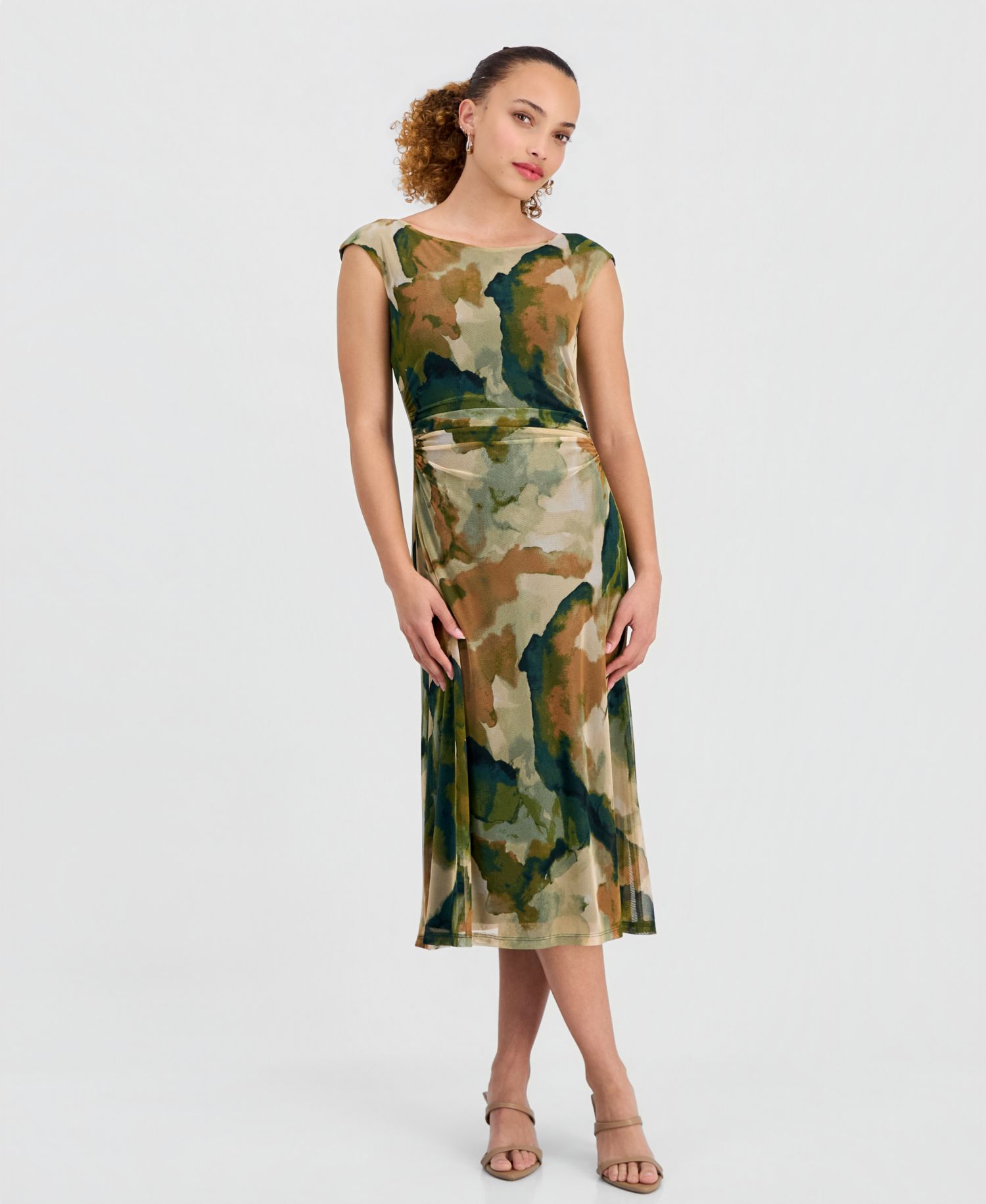 Women's Mesh Cap-Sleeve Dress