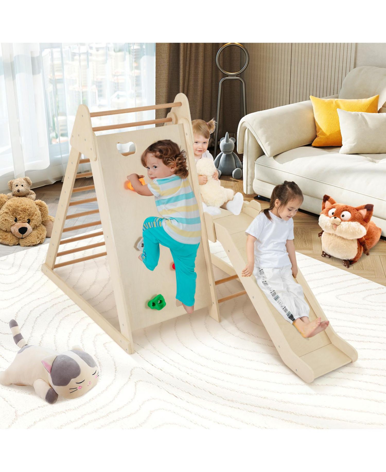 Toddler 3-in-1 Indoor Wooden Jungle Gym