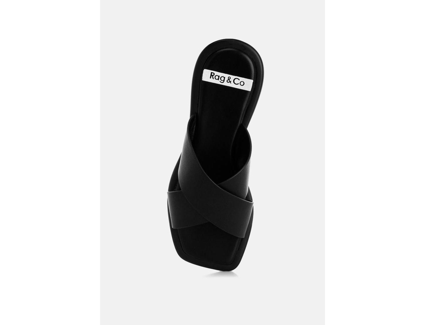Женские балетки Rag & Co Shosa Genuine Leather Criss-Cross Flats, цвет: Чёрный кожаный — фото 4