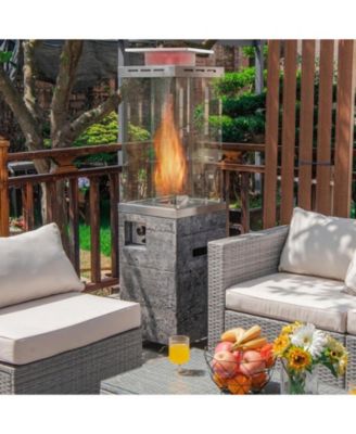 41,000 BTU Propane Patio Heater with Tempered Glass Tube and Lockable Wheels