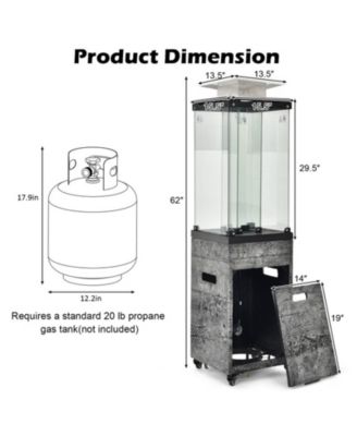 41,000 BTU Propane Patio Heater with Tempered Glass Tube and Lockable Wheels