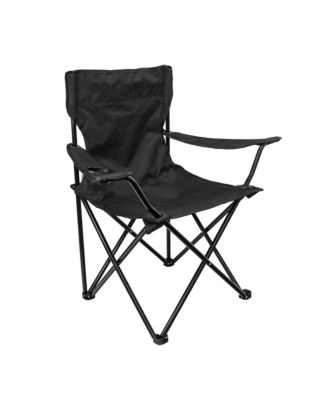 Folding Arm Chair with Dual Cup Holders
