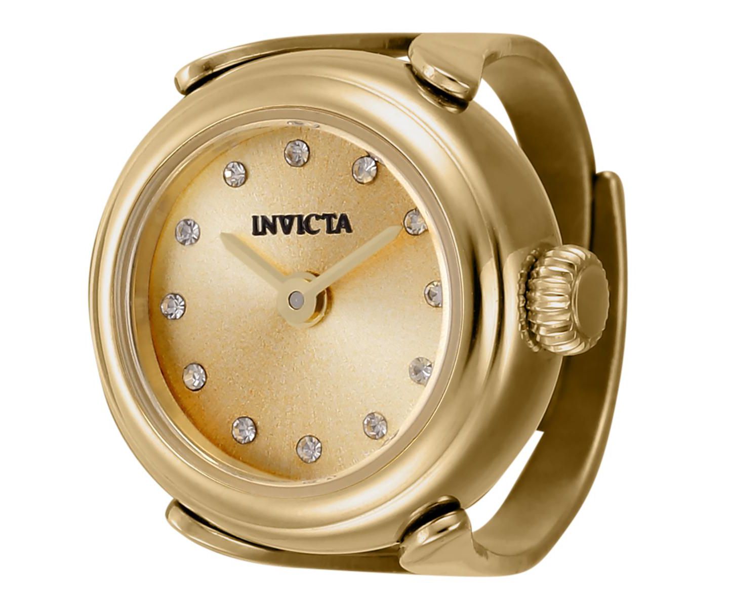 Женские часы Invicta 44483 Mini Quartz 2 Hand Dial Ring, цвет: Золотой — фото 2