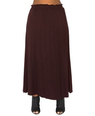 Plus Size Elastic Waistband Maxi Skirts