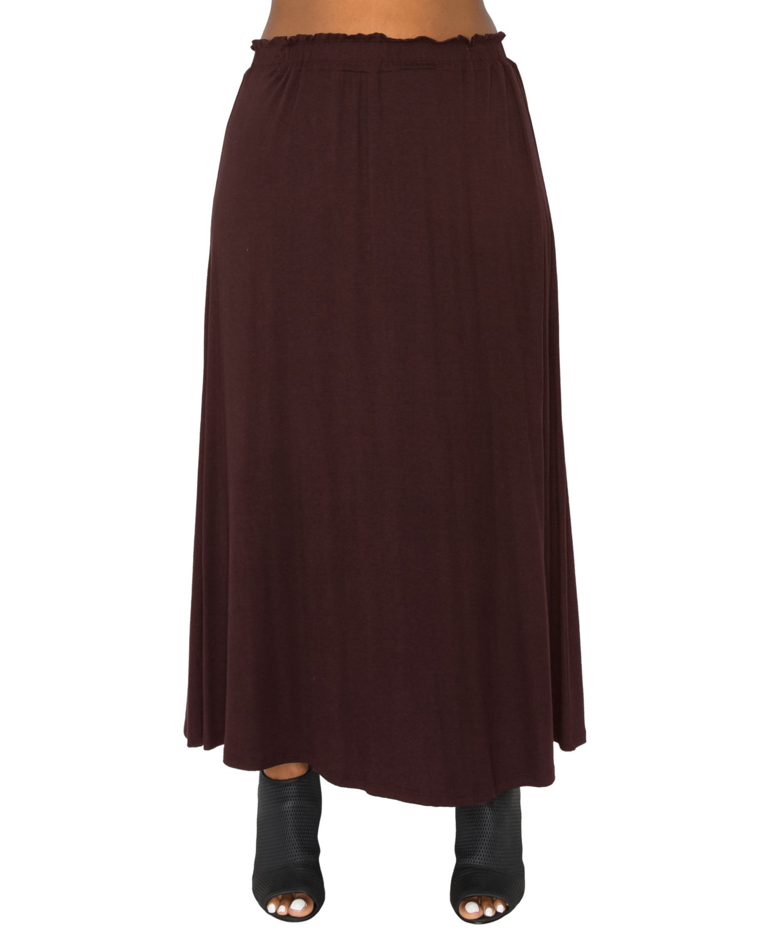 Plus Size Elastic Waistband Maxi Skirts