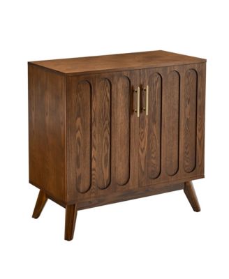 Modern Fluted Sideboard Cabinet with Adjustable Shelves & Solid Wood Legs, Buffet Cabinet with Storage