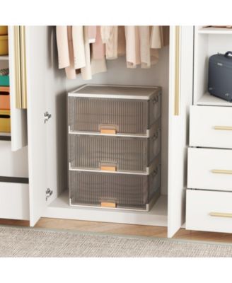 3-Cube Collapsible Stackable Storage Bins with Detachable Wheels