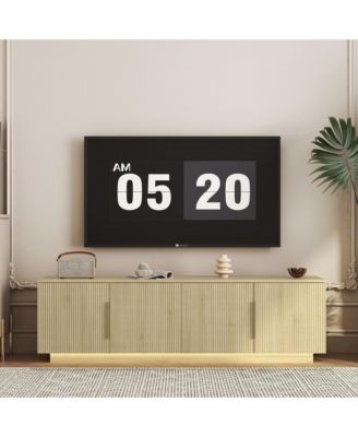 TV Stand with Storage, 68" Modern Wooden Media Control Table with 16 Color LEDs, Entertainment Center for 55 60 65 Inch TV