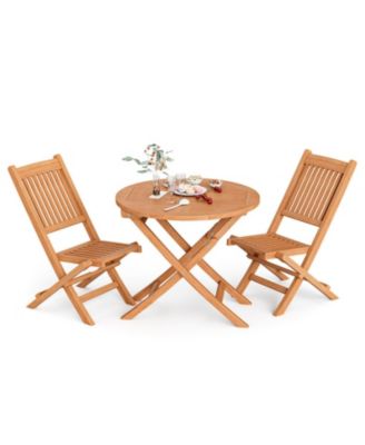 Outdoor Bistro Set with Slatted Seat and Tabletop for Patio